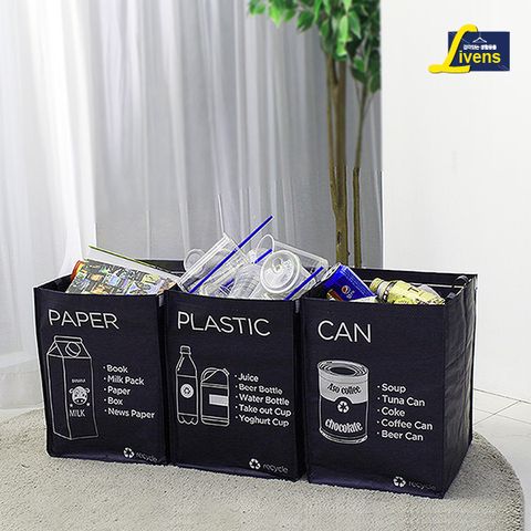 1+1 멀티 가정용 재활용 분리수거함 3종세트 그린