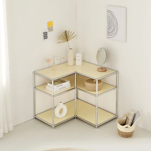 앳센셜 메탈 코너 3단 선반장_화이트,블랙,옐로우,버터옐로우