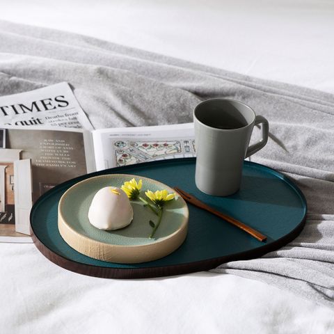 [단품_중형] 삼베 옻칠 컬러 트레이 (딥블루)