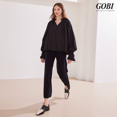고비(GOBI) 실크 캐시미어 립 밴딩 팬츠