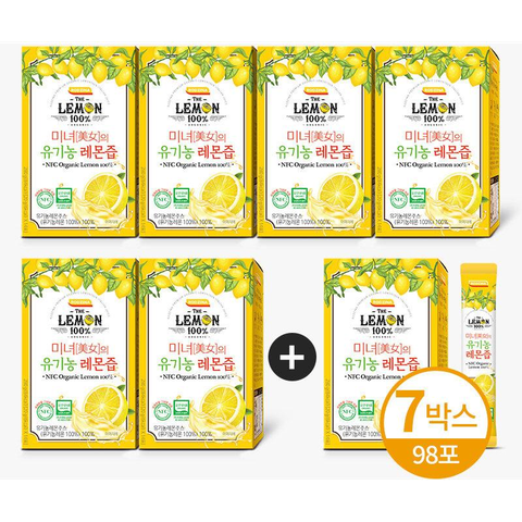 [유지인pick/방송에서만 1박스 더!] 미녀의 유기농 레몬즙 7박스 총98포 (20g*14포*7박스)