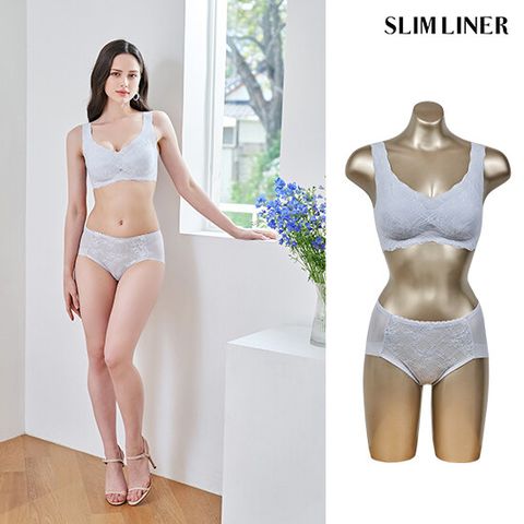 [카드 5%할인]신영와코루 슬림라이너 레이스 프리컷 인견 브라팬티 블루 1세트