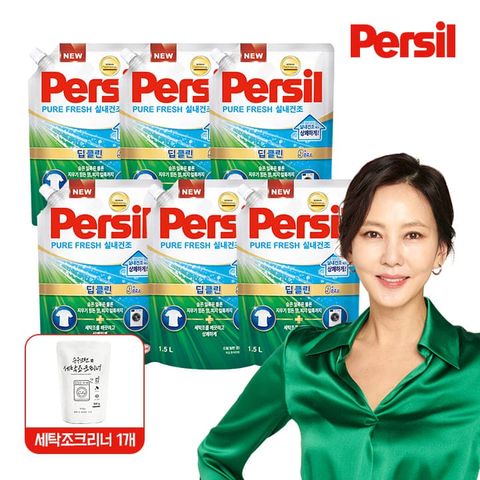 [삼성카드5%할인](E) NEW 퍼실 딥클린 퓨어프레쉬 1.5L 6개+세탁조크리너 (일반&드럼 겸용)