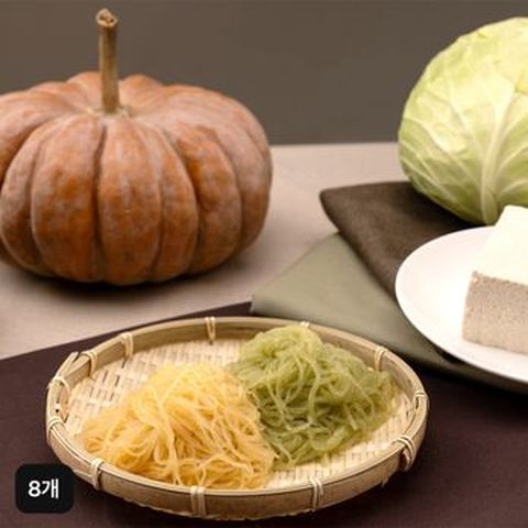 두부품은 호박국수 양배추국수 8개 세트(호박국수 180gX4개+양배추국수 180gX4개+비빔소스 4개+모밀소스 2개+해물스프 2개)