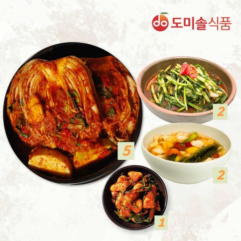 [삼성카드5%할인]도미솔 박미희 달인 여름 별미 4종 구성(포기5kg+열무2kg+여름물김치2kg+총각1kg) / 10kg