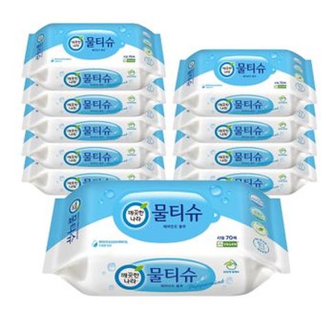 깨끗한나라 물티슈 페퍼민트 블루 리필 70매X10입