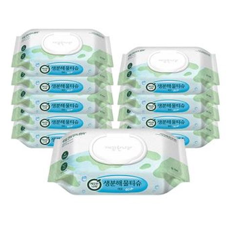 깨끗한나라 생분해 물티슈 에코 캡 70매X10개