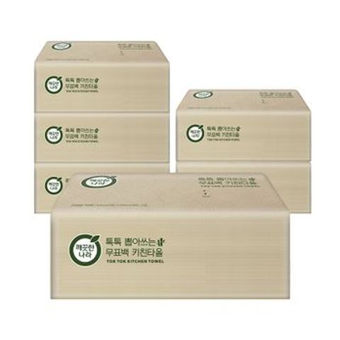 깨끗한나라 톡톡 뽑아쓰는 무표백 키친타올 100매X6개(소프트팩)