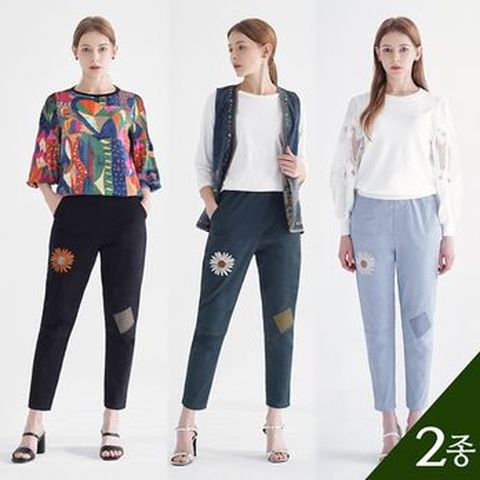 라라쎄 플라워 자수 면팬츠 2종