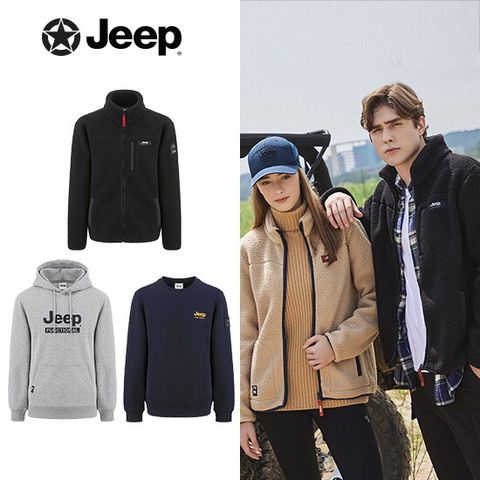 B JEEP 남성 24FW 에센셜 상의 3종 세트 (플리스+후드+맨투맨)