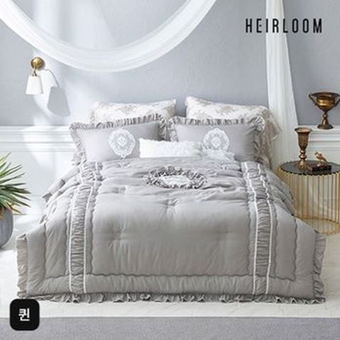 (퀸)에어룸 베르사유 자수 레이스 프릴 침구 풀세트(이불+패드+베개커버X2+침대스커트)