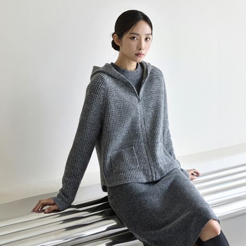 J BY 파베 울캐시 크로쉐 후드 집업 1종