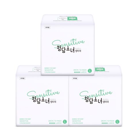 센서티브 대나무탑시트 생리대 대형12p x 3팩