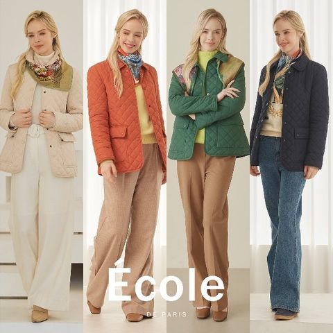 (백화점판매동일) 에꼴드파리 다이아몬드 퀼팅 패딩 + 머플러