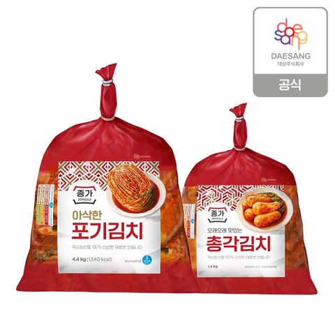 [삼성카드5%할인][종가] 아삭한 포기김치 4.4kg + 총각 1.4kg