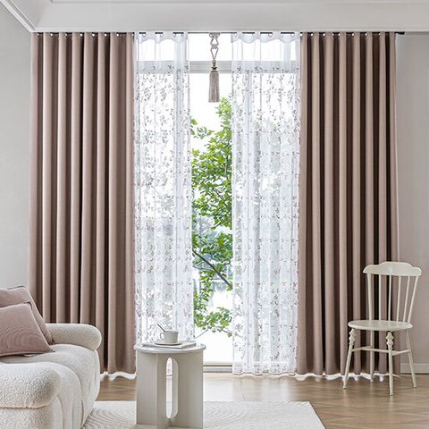 [One TV][대형]시에르 4중직 자카드 암막 커튼 세트(암막 커튼+ 자수 커튼)