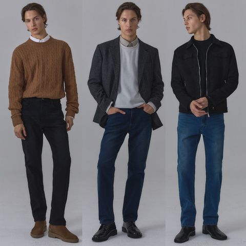 뱅뱅 25FW 남성 기모 라이크라 스트레이트 데님 3종