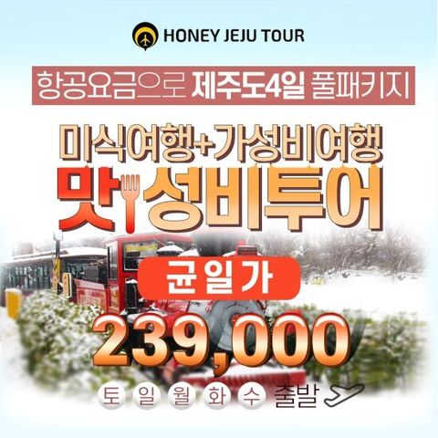 허니제주 제주여행 맛성비 투어 3박4일