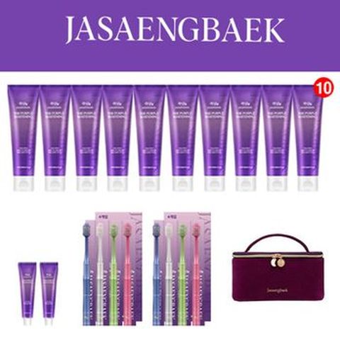 죽염 자생백 잇몸 미백치약 120gX10+40gX2+칫솔4입X2+벨벳파우치