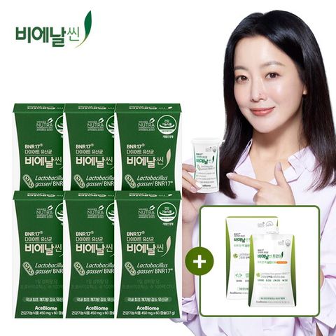 [방송에서만 프로틴 추가!] ★NEW ★ BNR17 다이어트 유산균 24주분 (60캡슐*6박스)+ 프로틴 1박스(40g X 5포)
