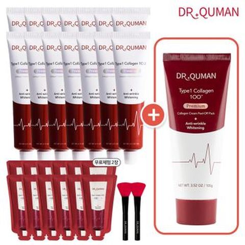 닥터큐먼 T1콜라겐 100 크림팩 60gX14+100g+10gX12(무료체험 2장포함)+스파출러X2