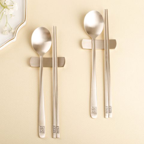 오부자 사각수 놋 수저 2인 세트