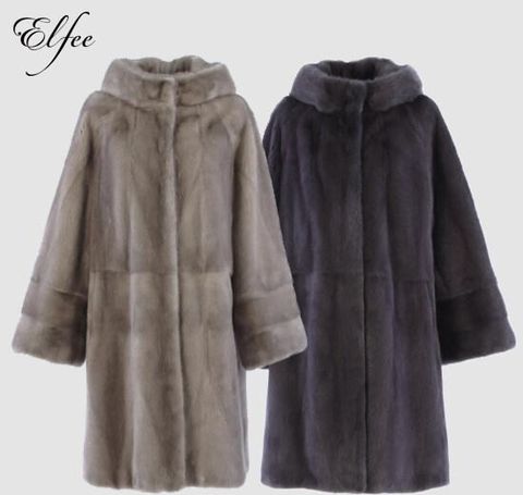 [카드 5%할인]24FW  진도 엘페 휘메일 풀스킨 밍크 후드 코트- 실버블루,그레이(EC14)