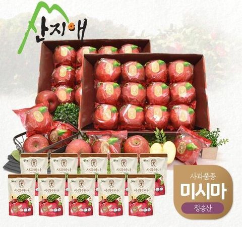 산지애 미시마 사과 5.4kg (2.7kg*2박스) + 사과주스 10팩