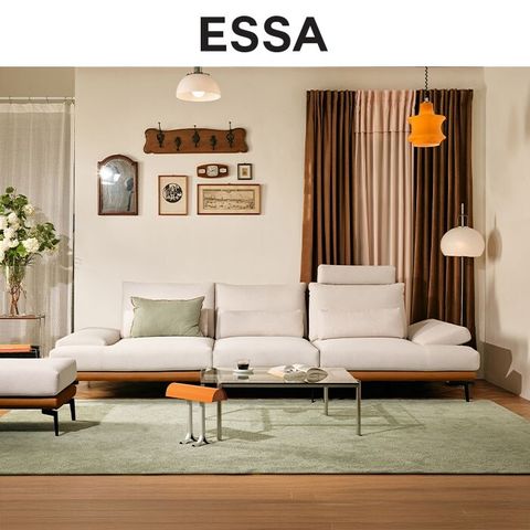 [삼성카드5%할인]토레스 3.5인 스윙기능 리브 패브릭 소파+스툴