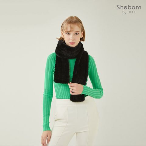 [카드 5%할인]☆역시즌 특가☆  진도 쉬본 밍크 니팅 머플러 -블랙(AM71)