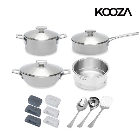 [셰프컬렉션 6종 패키지] 셰프컬렉션 3종 + 실리콘 손잡이 + 14cm 스티머 + 304 서빙 세트