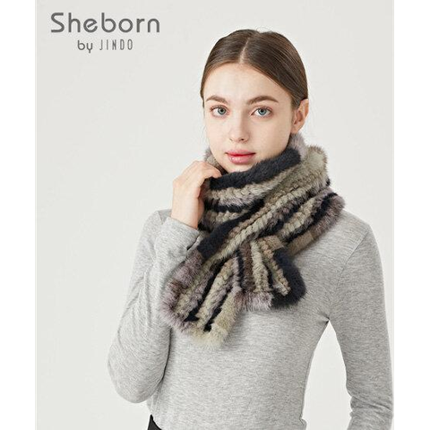 [카드 5%할인]☆역시즌 특가☆  진도 쉬본 밍크 니팅 머플러 -멀티(AM71)