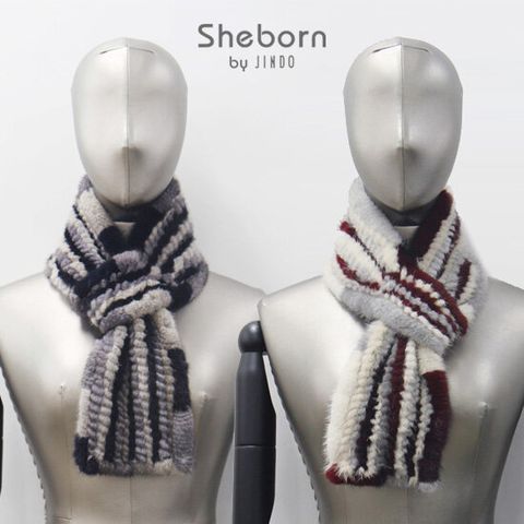 [롯데카드5%할인](한정수량)진도 쉬본 밍크 링 머플러 -그레이 멀티,레드 멀티(AM63)