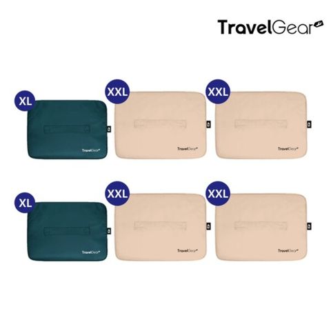 [짐정리패키지]더담아 압축파우치 짐정리 6종 세트 (그린 XL*2 + 샌드베이지 XXL*4)