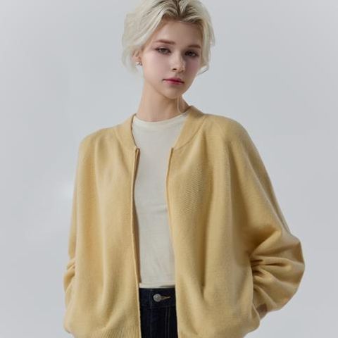 ○25SS 울 캐시 블렌디드 홀가먼트 니트 자켓