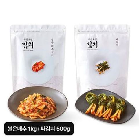 조선호텔 썰은배추김치 1kg+파김치 500g