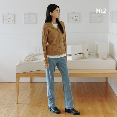 [온플][2만원인하] M12 25SS 여성 니팅 세미와이드 데님팬츠 2종