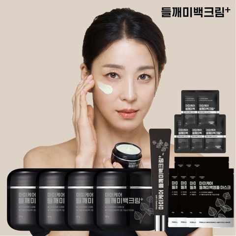 [삼성카드5%할인][봄격쇼핑 / 599패키지] 들깨미백크림 50g*4개+15g*1개+여행용5매+마스크팩 7매)