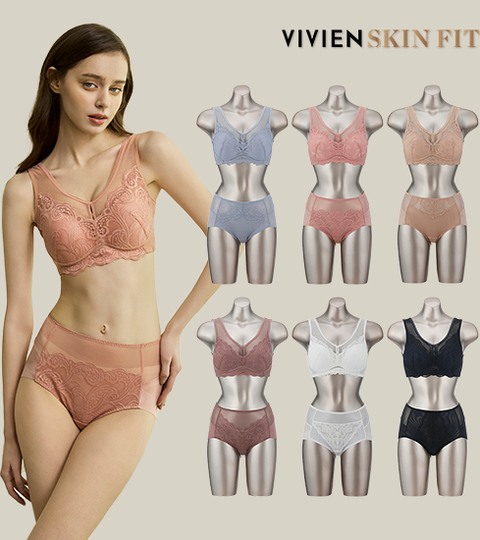 비비안 스킨핏 더블 글램 홀 브라팬티 6+2세트_V114