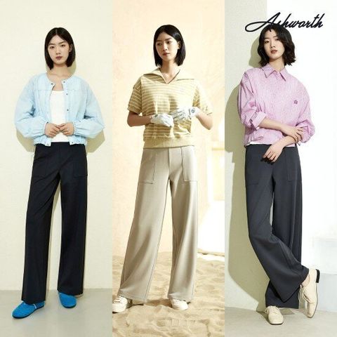 애시워스 25SS 최신상 여성 폰테 와이드 밴딩팬츠 2종