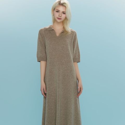 ◎25SS 울 블렌디드 홀가먼트 카라 니트 원피스