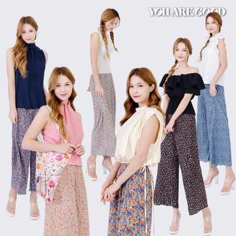 ○플라워 플리츠 팬츠 6종