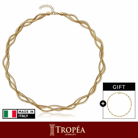 트로페아(TROPEA) 18K 오메가 웨이브 목걸이(3줄)+18k 샤인체인 팔찌