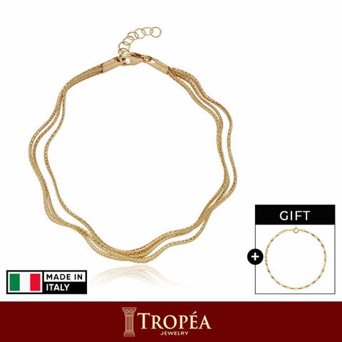 트로페아(TROPEA) 18K 오메가 웨이브 팔찌(3줄)+18k 샤인체인 팔찌