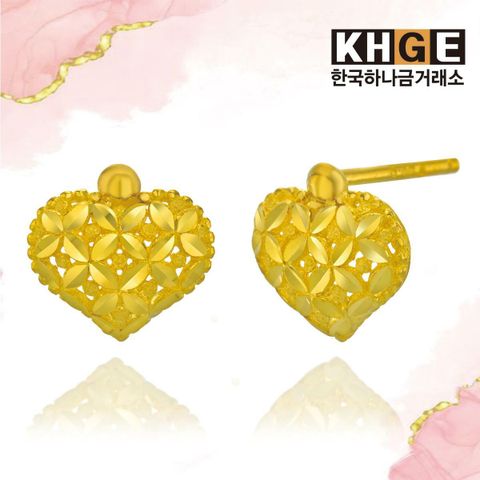 [우리카드5%할인][온라인전용] 한국하나금거래소 24K순금 쿠션하트귀걸이(침형)