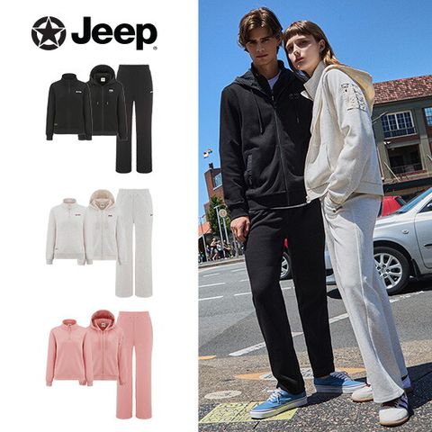 ○ [최초가 119,000원]JEEP 25SS 여성 어드벤처 3종 풀셋업 (후드집업+일자팬츠+반집업맨투맨)