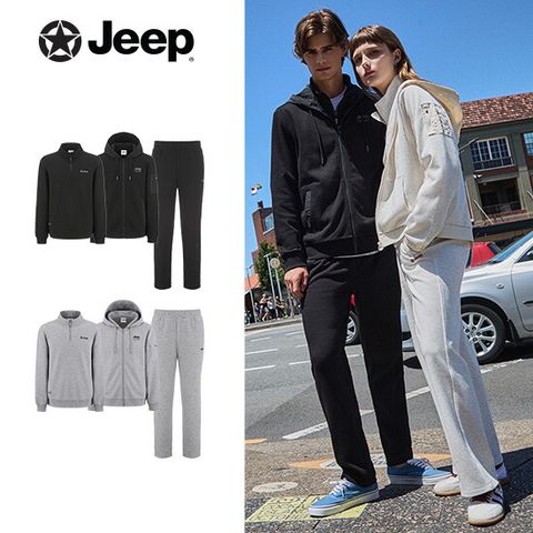 ○ [최초가 119,000원]JEEP 25SS 남성 어드벤처 3종 풀셋업 (후드집업+일자팬츠+반집업맨투맨)