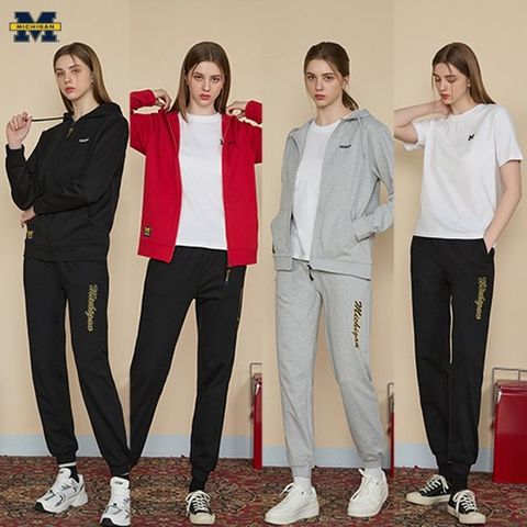 [브랜드입점] 미시간유니버시티 25SS 최신상! 코튼 후디 상하의 3종, 여성(상하의셋업 + 티셔츠)