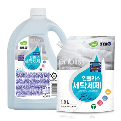 일반드럼 겸용 베이킹소다 세탁세제 블루 2.5L 본품 +1.8L 리필
