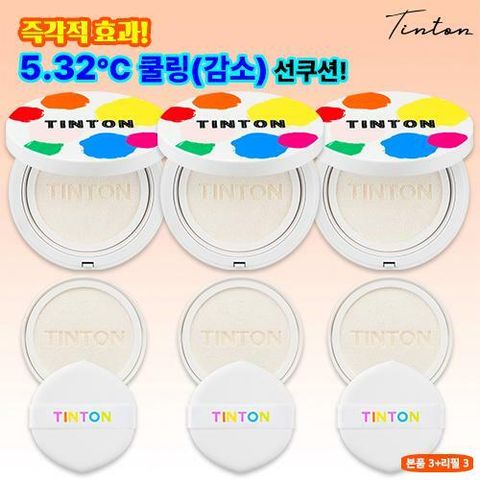 [삼성카드5%할인](틴톤) 대왕 선쿠션 25g 3개 + 리필 25g 3개 (케이스 - 페인트)